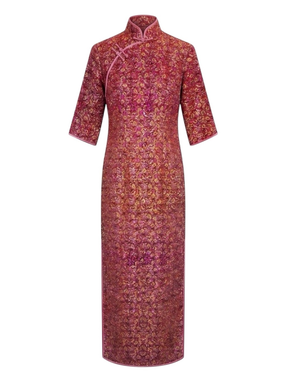 Cheongsam Qipao Classic Retro Glam Brocade Metallic Maximalist Formal Dress XL - Picture 3 of 13